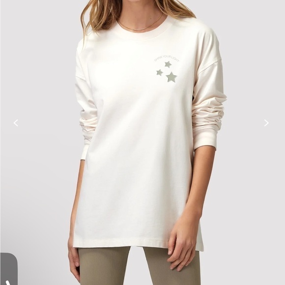 NWT Spritual Gangster Star Cara Long Sleeve Tee White Sand Color - Picture 1 of 8